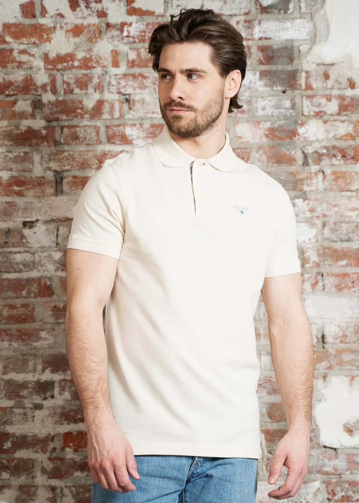Barbour tartan pique polo shirt - antique white