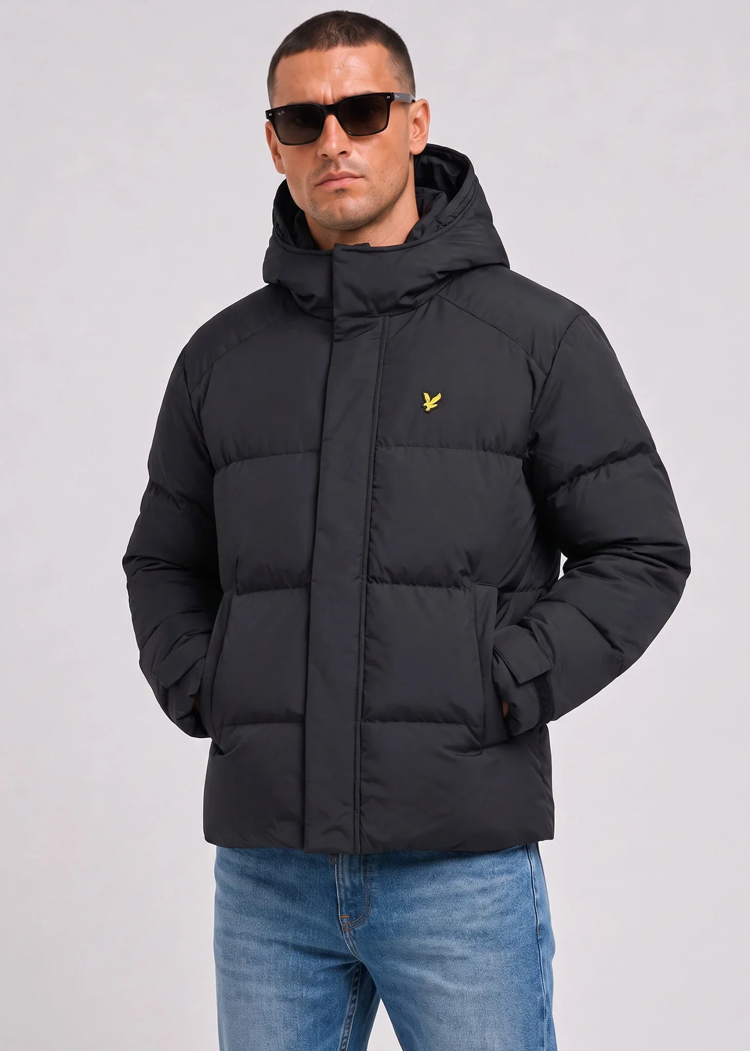 Hooded puffer jacket - jet black