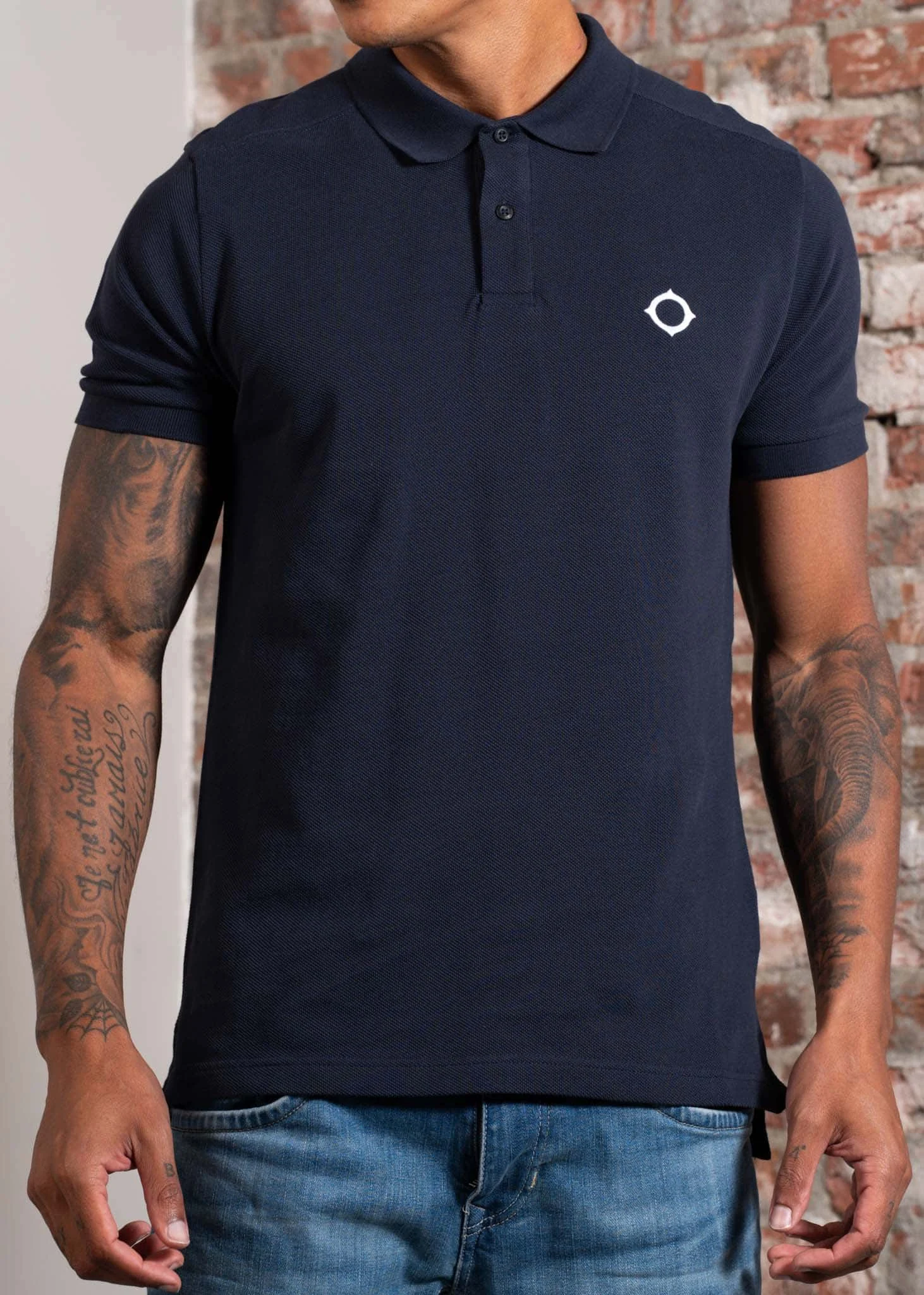 SS pique polo - ink navy