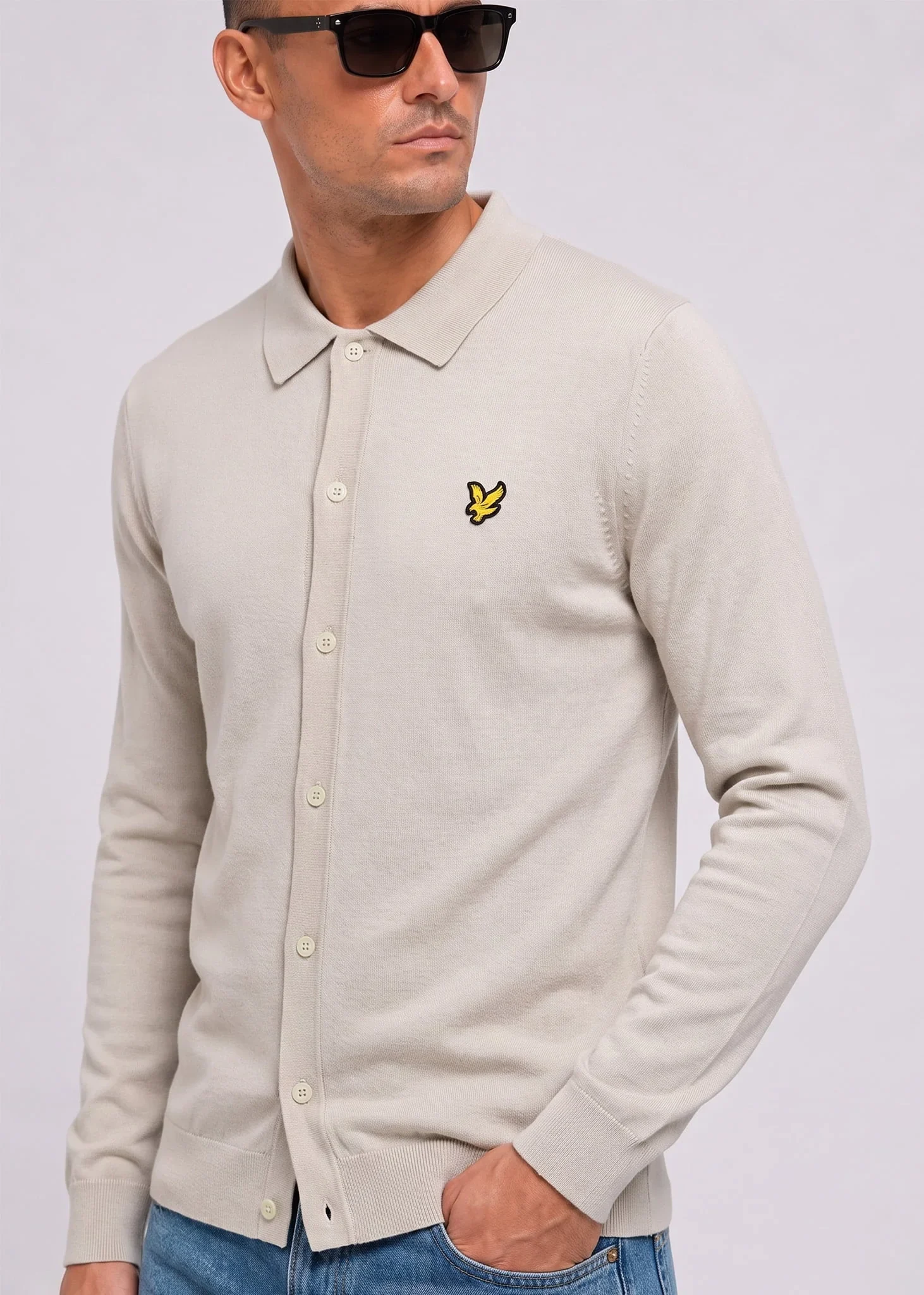 Cotton merino knitted shirt - cove