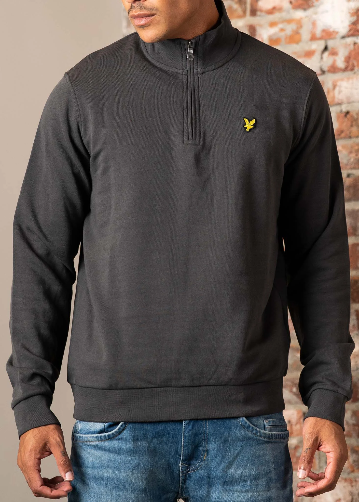 Loopback quarter zip sweat - gunmetal