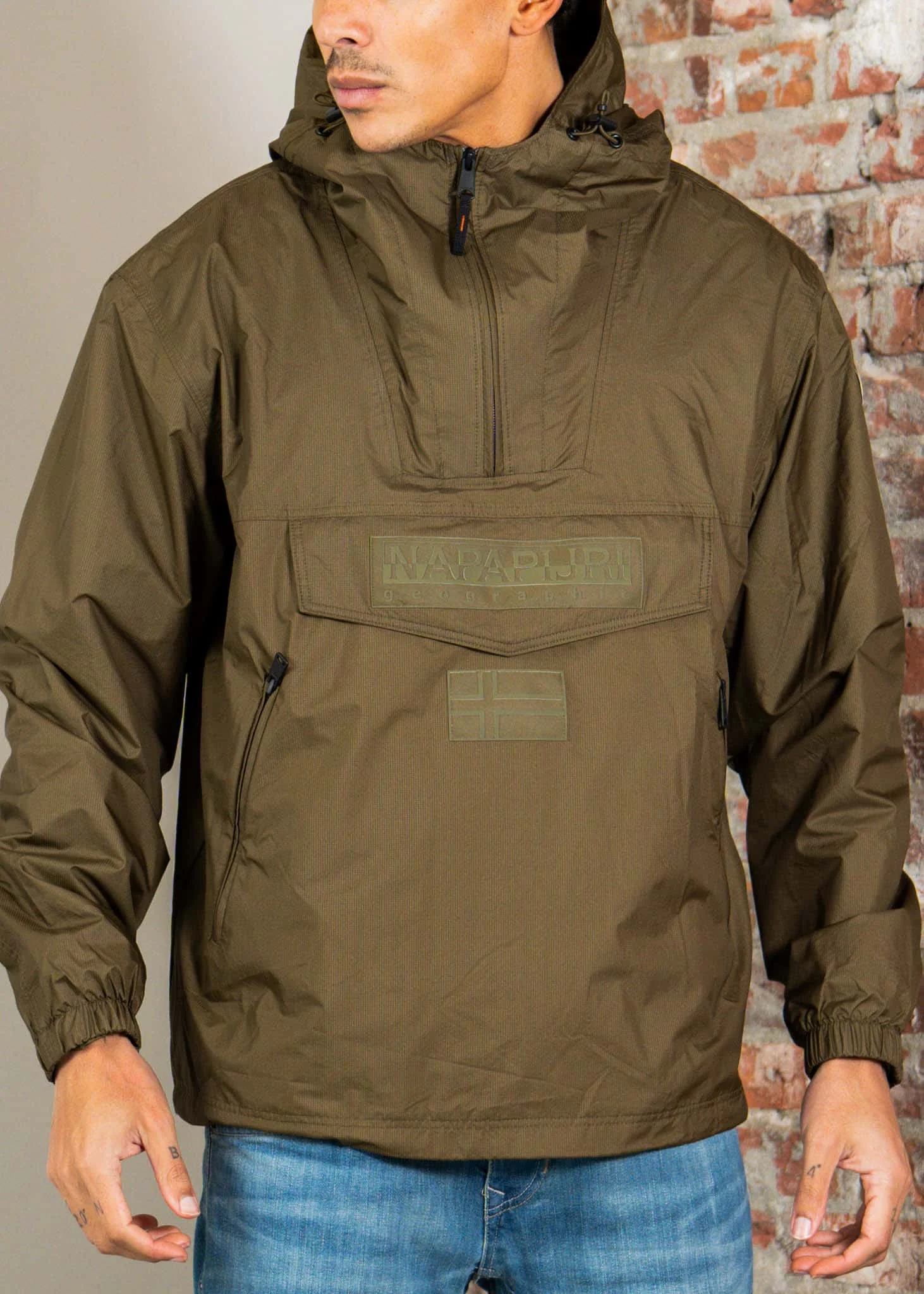 Lightweight Packable Rainforest Overhead rf next Jacket - dark olive