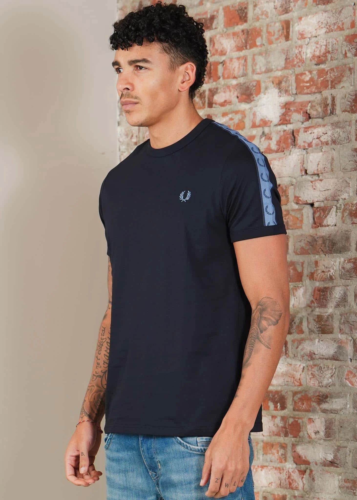 Contrast tape ringer t-shirt - navy ace blue