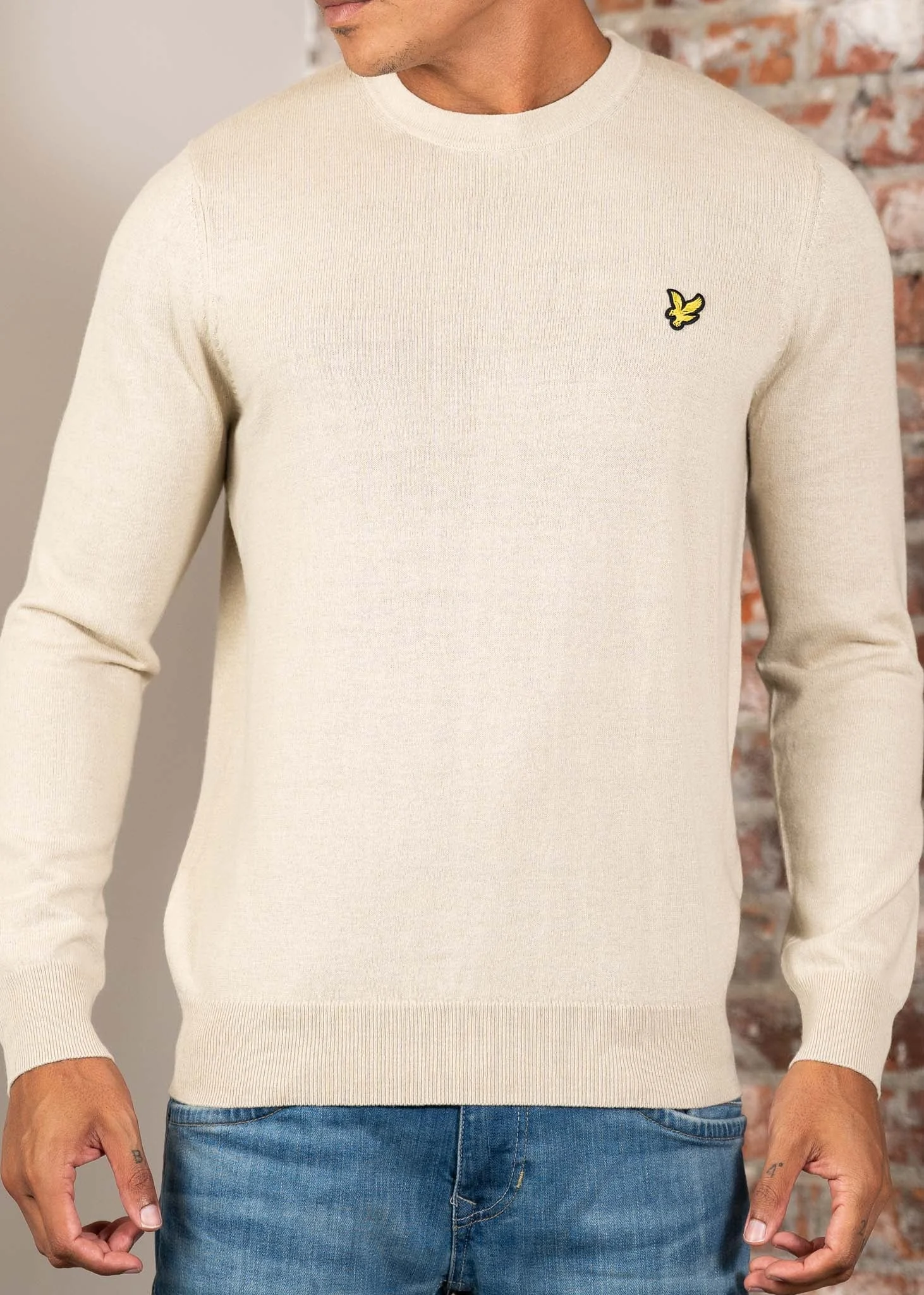 Cotton merino crew neck jumper - grey taupe