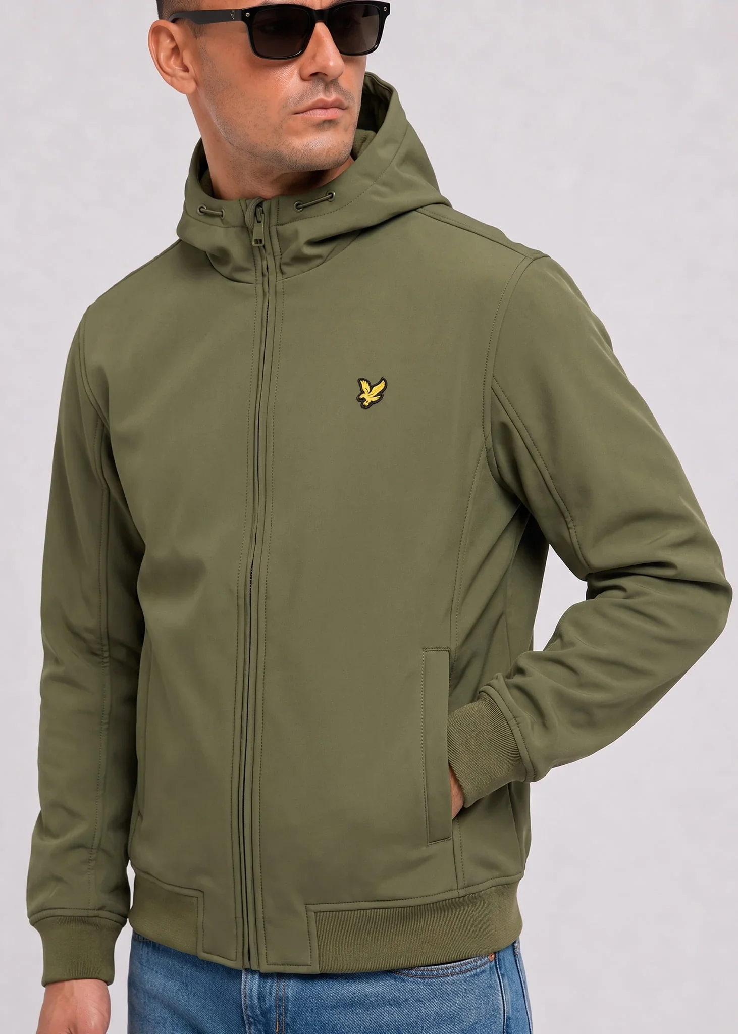 Fleece back softshell jacket - true olive