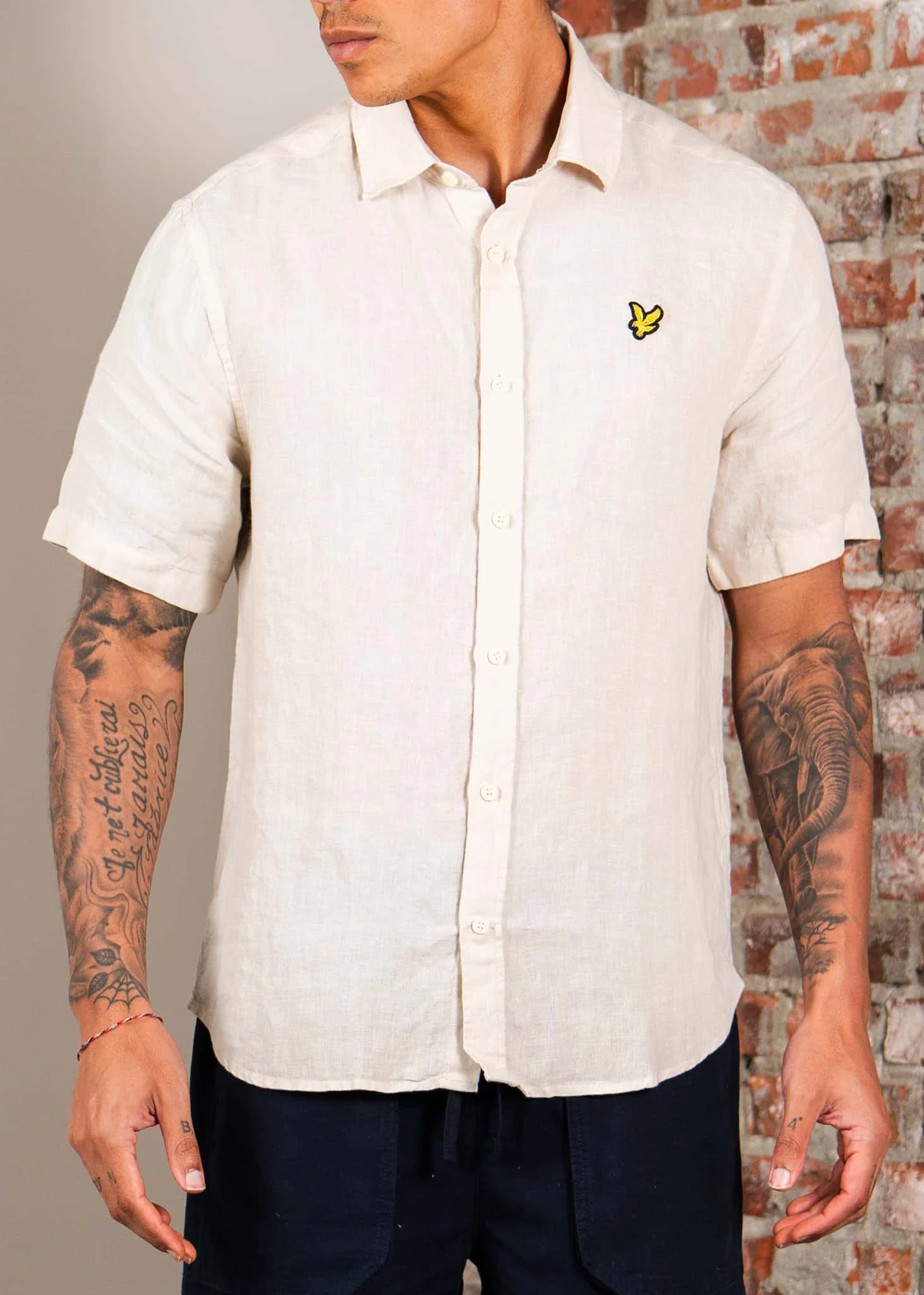 Short sleeve linen blend shirt - cove